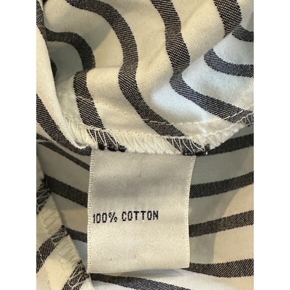 Talbots Black and White Striped 3/4 Sleeve Zip Front Collared Womens Top Size 2P - Picture 6 of 7